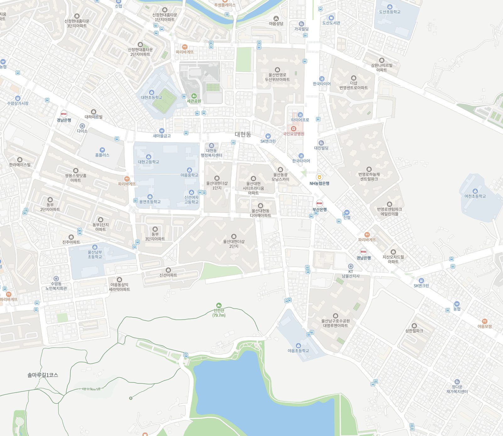 야음동 현장 주변 학교와 공원 입지 원본 지도